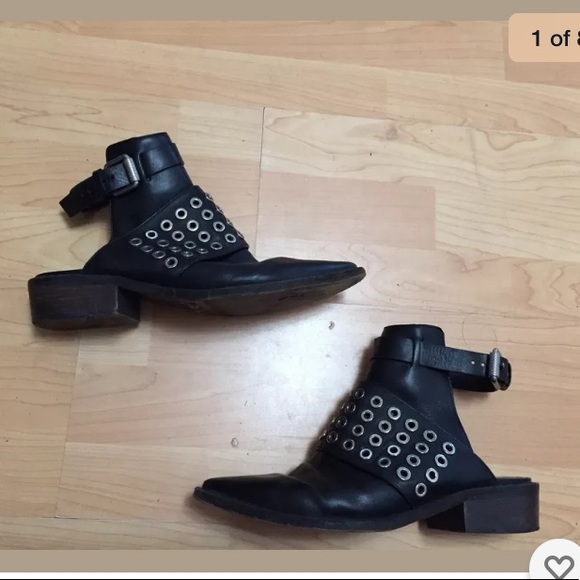 ALL SAINTS Yannis black pointy booties sz 40 studs - Picture 3 of 8